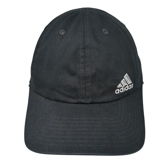 Adidas Strapback Hat Black One Size Embroidered 3 Stripes Vent Holes - Picture 1 of 8